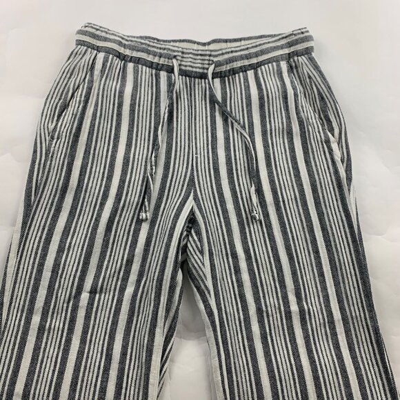 Old Navy Black Natural Stripe Linen Blend Wide Leg Lounge Pant S - Picture 2 of 6
